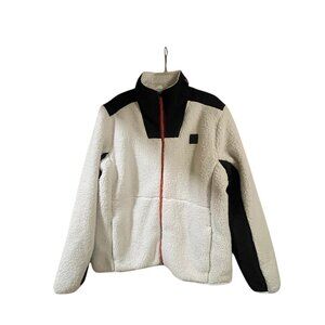 Mens White Under Armour Loose Full Zip Fleece, Size XL